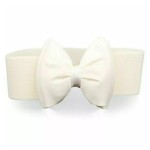 Centura eleganta din elastic cu funda BLT060DD Crem - HandMade